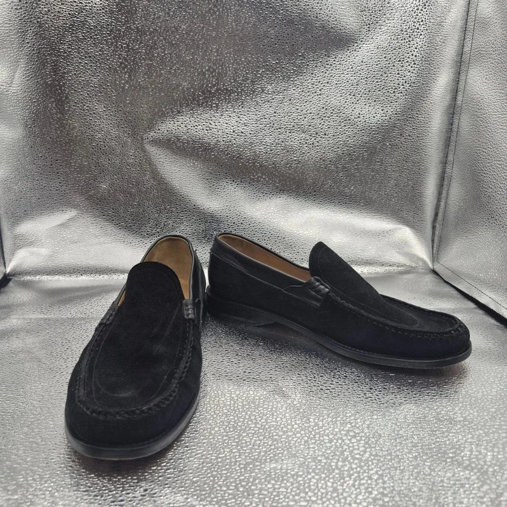 Johnston & Murphy Mens Black Suede Leather Trim Loafers Italy 8.5 M 15-8863